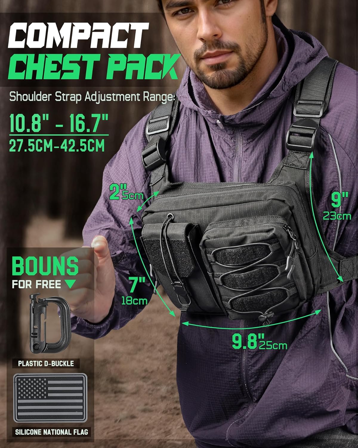 RXW Chest Bag - Tactical Hiking Chest Pack for Men & Women | Lightweight, Versatile Design for Outdoor Adventures