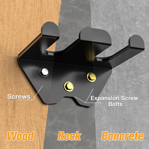 Olympic Barbell Hanger - Vertical Wall Mount Rack with Rubber Pad for Garage Gym or Home, Space Saving, Holds Under 33mm Bar Size, Black