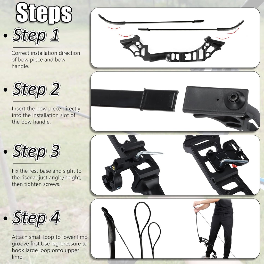 Skiennix Recurve Bow and Arrow Set - 30-40lbs Right-Handed Archery Kit with Carbon Arrows & Accessories