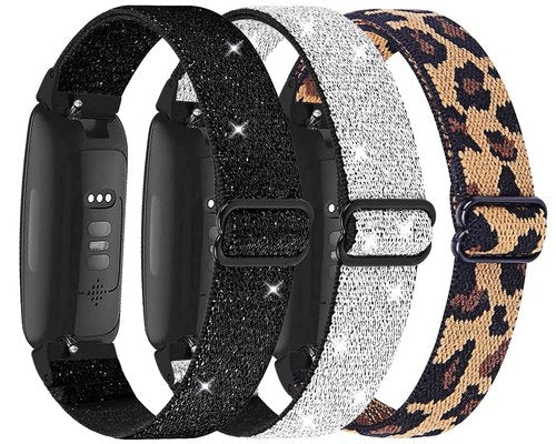 3 Pack Elastic Nylon Bands Compatible with Fitbit Inspire 3 / Inspire 2 / Inspire HR/Inspire, Soft Breathable Replacement Adjustable Stretchy Nylon Loop Wristband Sport Strap for Woman Man-Color 303