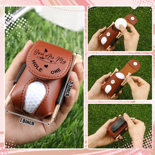 Realspring 8 Pcs Valentines Day Gift for Husband Him Gift Golf Ball Holder and 5 Pcs Wood Tees 2 Golf Ball for Men Boyfriend Husband Valentines Anniversary Christmas Birthday