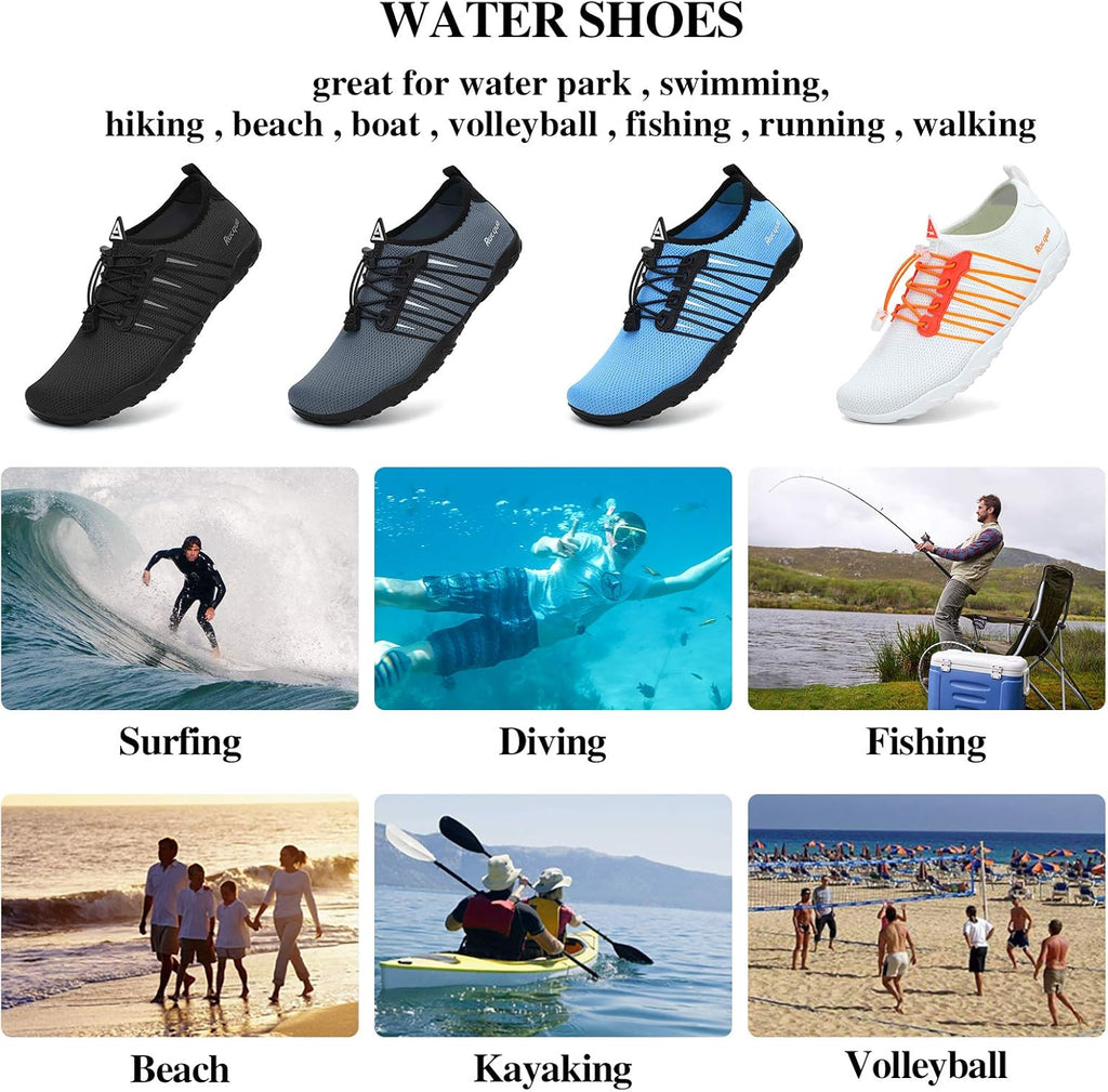 Racqua Water Shoes - Quick Dry Barefoot Aqua Sports Footwear for Men & Women | Ideal for Beach & Pool