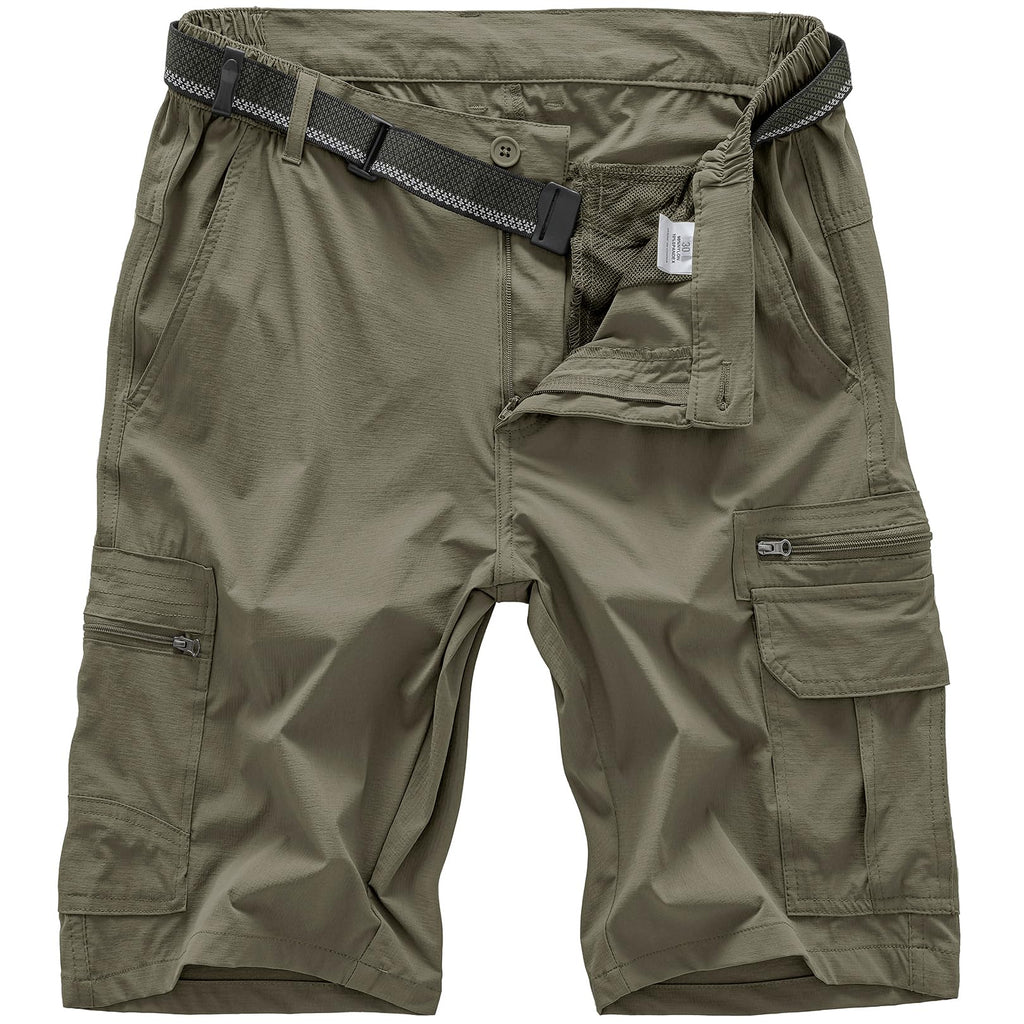 Jessie Kidden Mens Outdoor Casual Expandable Waist Lightweight Water Resistant Quick Dry Fishing Hiking Shorts (Light Green, 42)