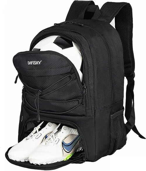 DAFISKY Soccer Backpack - Water Resistant Design with Ball Holder & Shoe Compartment | Ideal for Football, Basketball, Volleyball