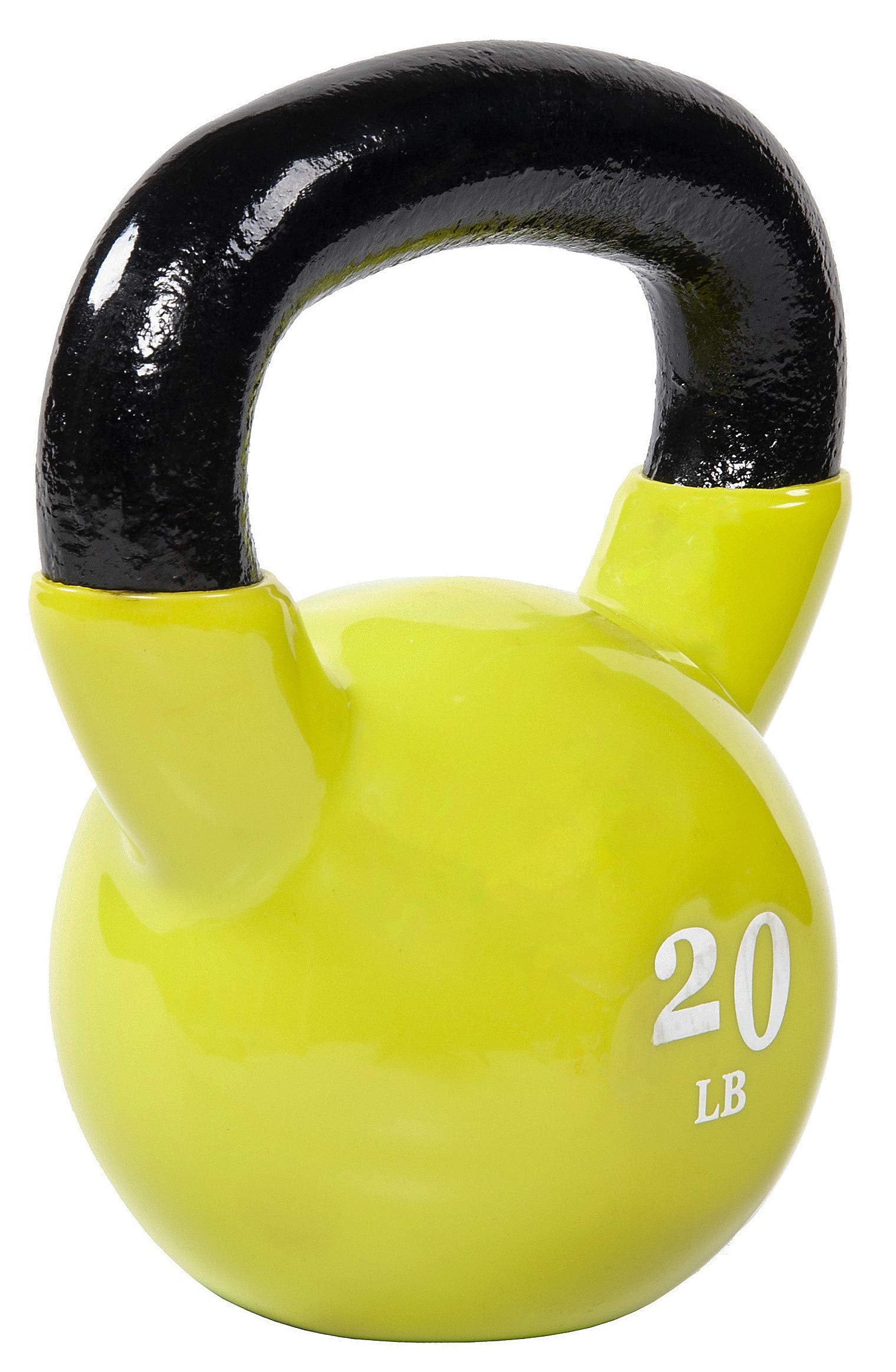Fitvids All-Purpose Color Vinyl Coated Kettlebell, 5-50 Pounds, Yellow