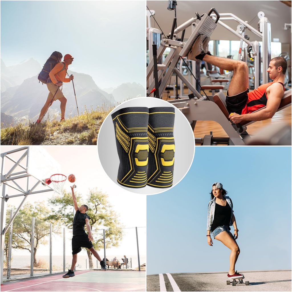 WalkMii Copper Knee Braces for Women and Men 2 Pack, Compression Sleeve for Knee Pain, Arthritis, Sports Recovery, Meniscus Tear, Joint Pain Relief-M