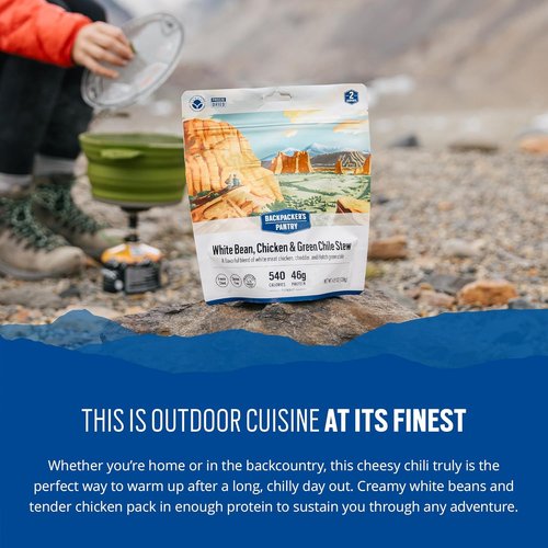 Backpacker's Pantry White Bean Chicken & Green Chile Stew - Freeze-Dried Camping Food, 1 Count, Brown