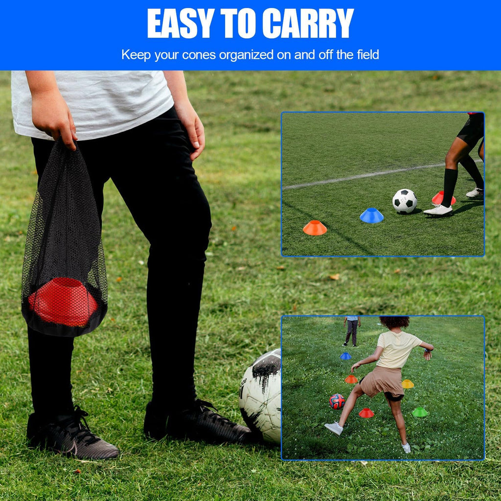 Skiennix 25pcs Soccer Cones - Premium Flexible Agility Training Cones with Mesh Bag for Sports Drills