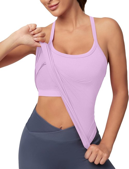 MathCat Workout Tank Top - Sleeveless Athletic Yoga Shirt with Built-In Bra | Seamless Design for Comfort
