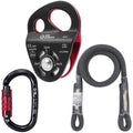 GM CLIMBING Prusik Hitch Tending Kit for Rope Climbing Positioning Lanyard, Double Tie-in Hitch Pulley Bushing, Twist Lock Oval Carabiner, Black Technora VT Prusik Hitch Cord