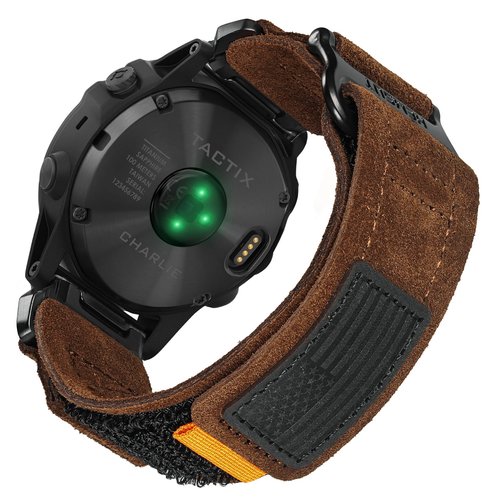 Soft Suede Leather Watch Band, 26mm Military Strap Compatible with Garmin Instinct 3 50mm/Fenix 8 51mm/7X/7X Pro/6X/6X Pro/5X/5X Plus, Tactix 7 Pro/ Delta, Quatix 6X/5X, Descent MK1/MK2, Instinct 2X, Foretrex 601/701, Enduro /Enduro 2/ Enduro 3, D2