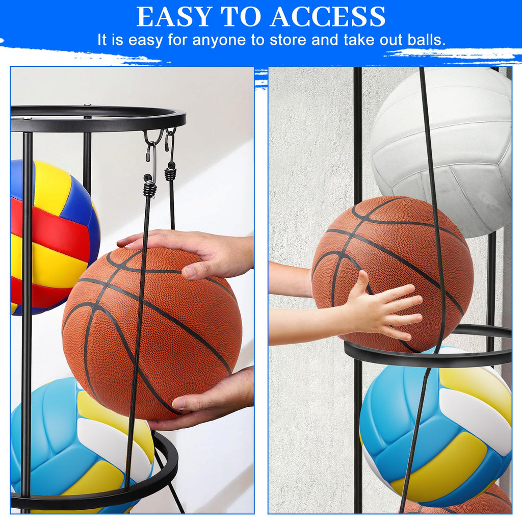 CROSDE 3 Layer Garage Ball Storage Rack, Vertical Basketball Holder, Black