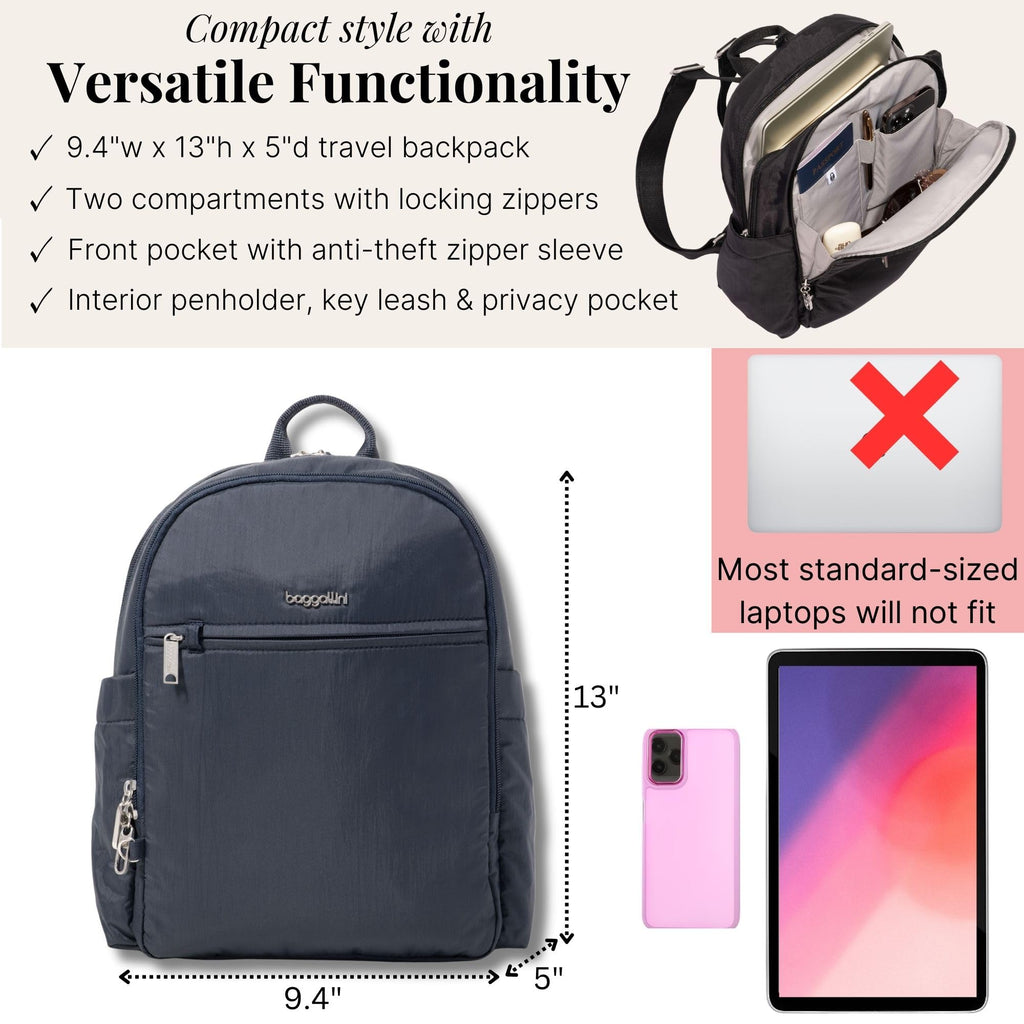 Securtex Anti-Theft Getaway Backpack - 9.4"x13"x5" Travel Safe Bag w/Locking Zippers, Slash-Resistant, RFID