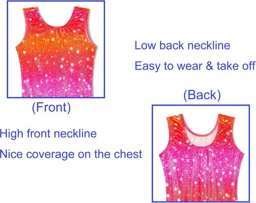 Domusgo Gymnastics Leotards for Girls - Sparkly One-Piece Pro Unitard with Shorts | Perfect Fit