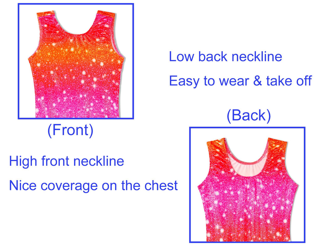 Domusgo Leotards for Girls Gymnastics Size 5-6 Years Old Sparkle Red Rose One Piece Athletic Unitards Sports Tumble Bodysuits