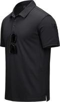 CRYSULLY Men's Polo Shirt - Quick-Dry Tactical Performance Collared Golf Shirt | Short Sleeve Pique Jersey
