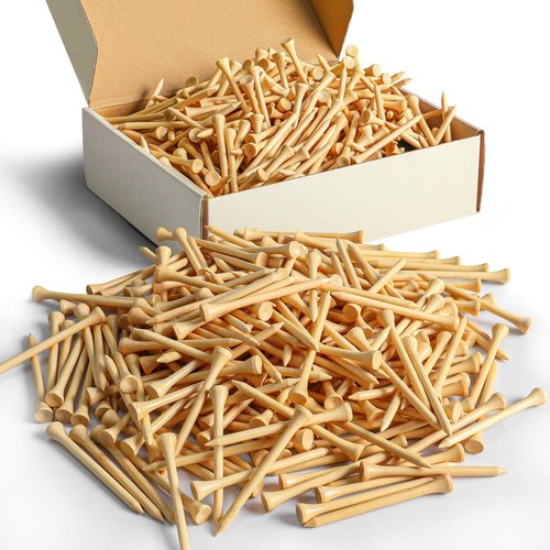 FINGER TEN Bamboo Golf Tees - Durable Wooden Short & Long Tees | Bulk Options 250/500/1000/2000 Count in Red & Pink
