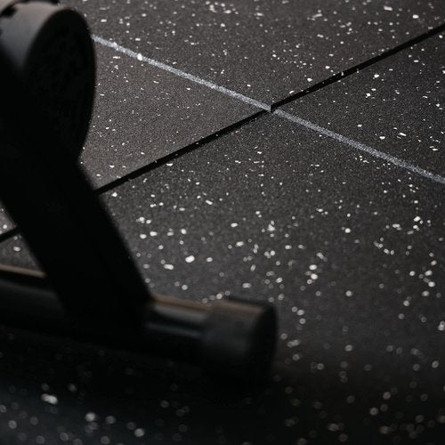 CyclingDeal 5/8" Thick High-Density Gym Floor Mats Tiles - 6 Pack 19.7”x19.7” Rubber Exercise Workout Equipment Ground Shock Absorbing Mat for Home Gym Garage - Black w/White Dots