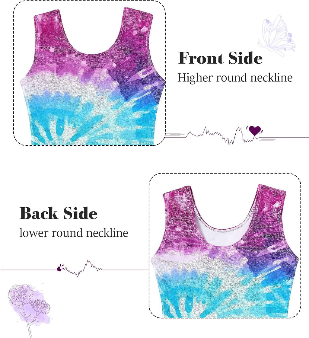 Vogseek Gymnastic Leotards for Girls 4-12Y - Sparkle Dance Unitards with Hair Scrunchie