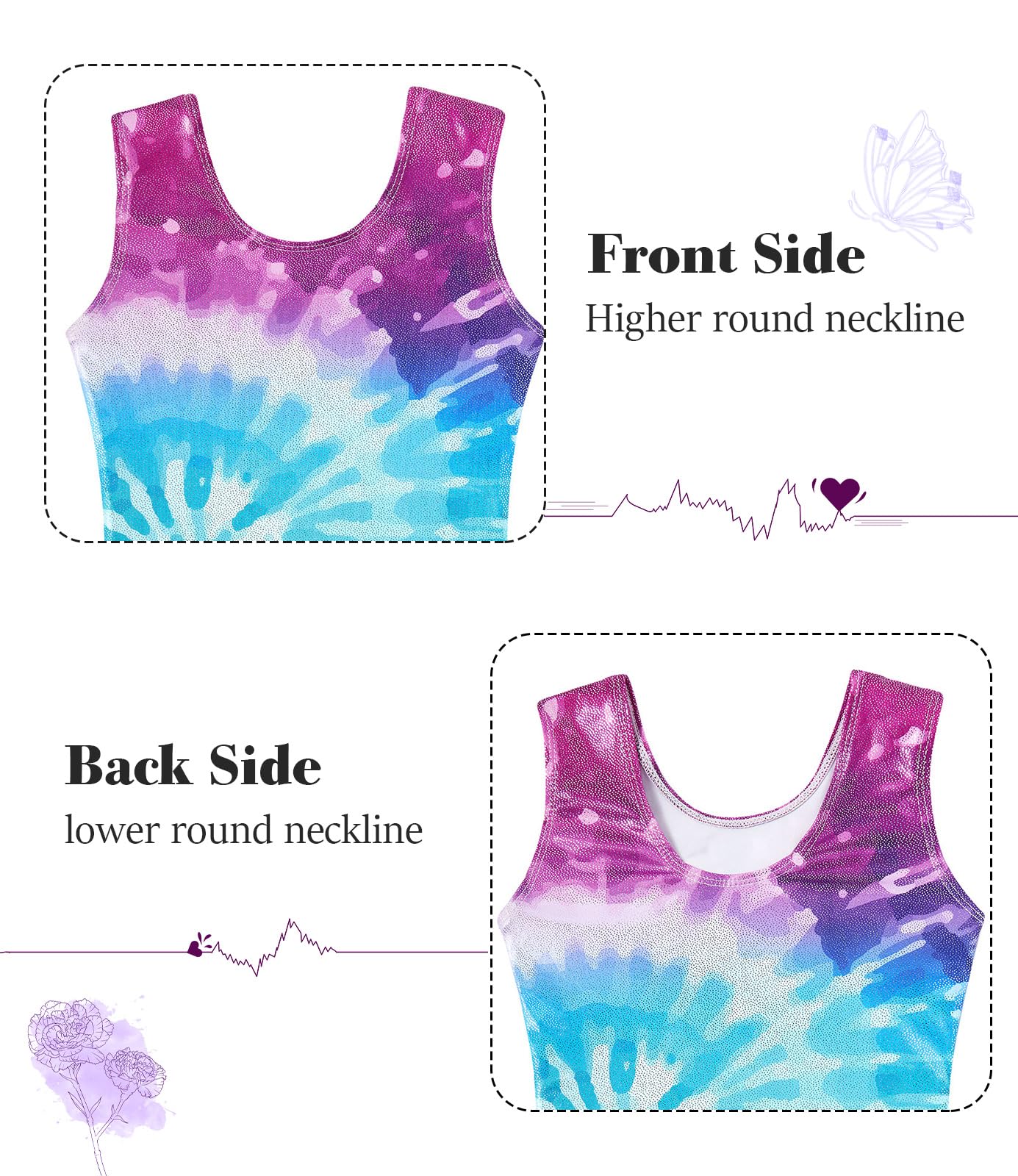 Vogseek Sparkly Gymnastics Leotards for Girls 4 5 Years Cute Psychedelic Tie Dye Shiny Ballet Dance Unitards Biketards with Hair Scrunchie Kids Tumbling Shorts Activewear Clothes