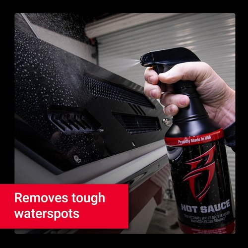 Boat Bling Hot Sauce Hard Water Spot Remover - Premium High-Gloss Wax Sealant, 32 oz. Black