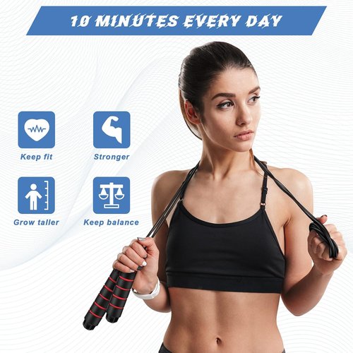 Junkin Jump Ropes - 12 Adjustable Speed Skipping Ropes with Foam Handles for Fitness | Cardio Training