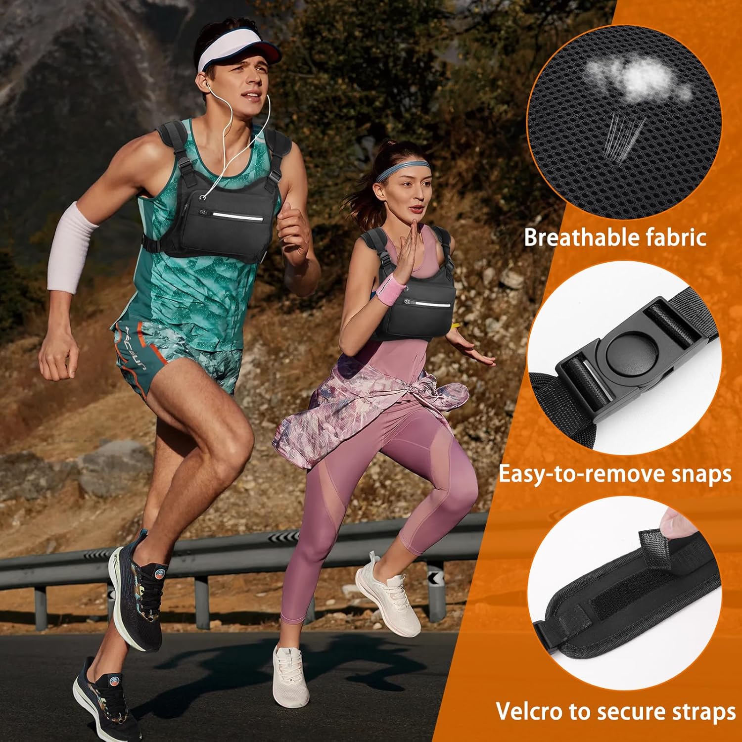 Skiennix Water Resistant Chest Pack - Lightweight Running Vest with Reflective Strip & Phone Holder | Ideal for Hiking & Cycling