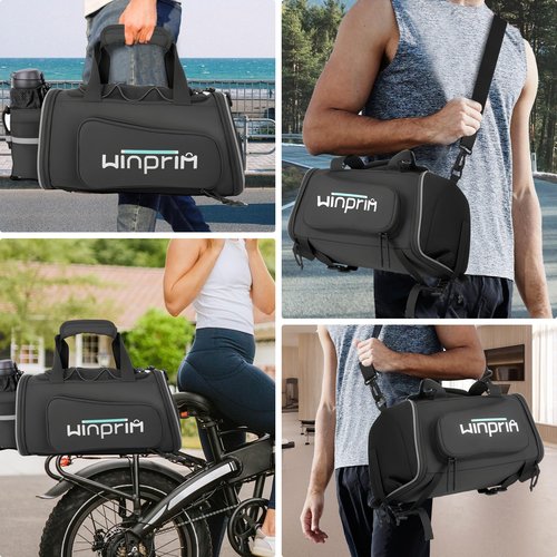 Bike Bags for Bicycle Rack Bags with Reflective Strips, 900D 18-20L Water Resistant Ebike Saddle Bag with Rain Cover, Multifunctional Backpack Shoulder Bag for Night Cycling Commuter Outdoor Travel