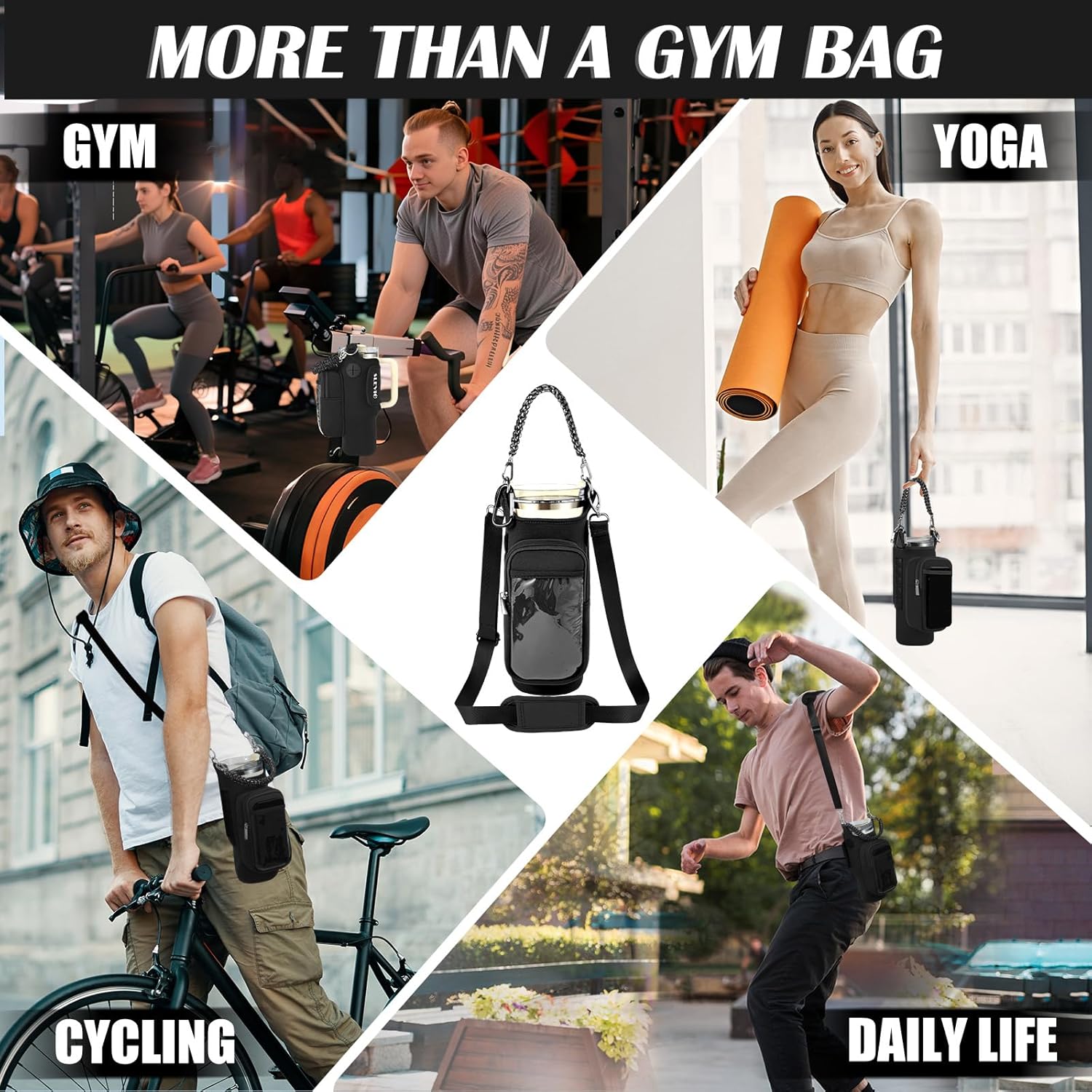 Skiennix Magnetic Gym Bag - Water Bottle Carrier Holder with Strap for Stanley - Compact Accessory Pouch