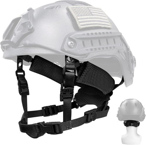 Tactical Helmet Chin Strap Airsoft Helmet Chin Strap 4 Points Adjustable Dial Suspension System Airsoft Military Helmet Replacement Accessory (Black)