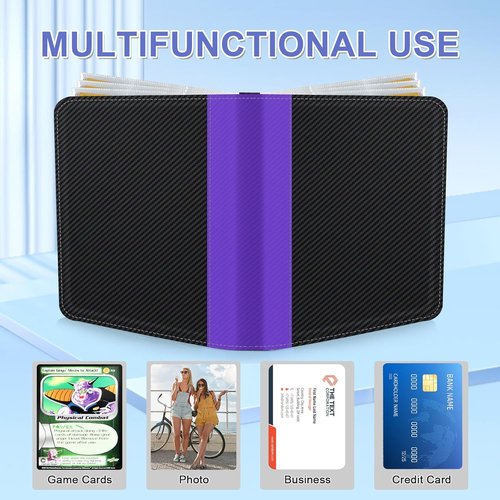 CLOKORIA Trading Card Binder - 440 Pocket Holder Case with 55 Sleeves for TCG & Sports Cards | Purple & Black