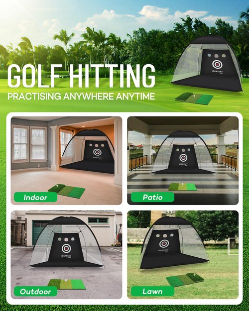 Golf Net with Practice Mat,Golf Hitting Aid Nets 10x7FT for Backyard Driving Chipping Training Swing with Target Mat Balls for Outdoor Indoor,Gifts for Men Dad and Golfer