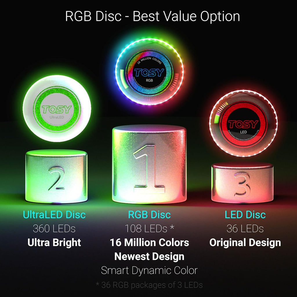 TOSY Flying Disc - RGB Multicolor LED Light-Up Toy | Rechargeable, Waterproof, Perfect for Kids & Adults