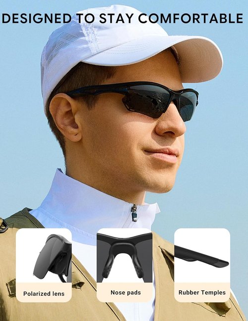 BIRCEN Polarized Men's Sunglasses - Lightweight TR90 UV Protection Shades for Driving & Sports