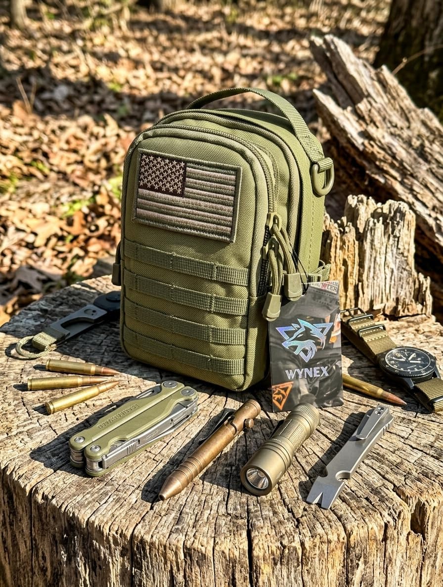 WYNEX Tactical Molle Small Pouch - EDC Utility Belt Phone Gadget Holder | IFAK Attachment for Tactical Gear