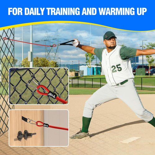 JWHOO Baseball Bands, 16 Pcs, Highly Elastic & Durable Arm Bands, Resistance Trainer with Interchangeable Grips, Ideal for Training, Warm-Ups & Learning
