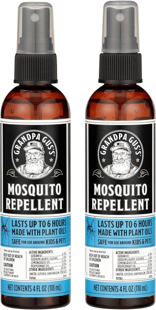 Grandpa Gus's Mosquito Repellent Spray - DEET-Free, Plant-Based Formula for Kids & Family | 4 oz, 2 Pack