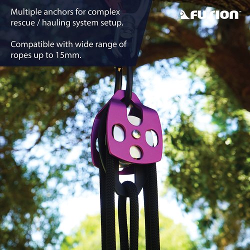 Fusion Climb Lightweight and Durable Aero Space Aluminum Alloy Double Pulley Swing Plate 32kN for Progress Capture System Rigging Hauling Rescue Arborist Tree Climbing