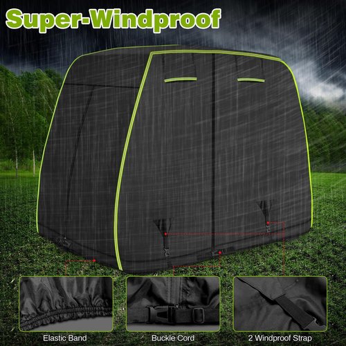 2/4 Passenger Golf Cart Cover Fits EZGO, Club Car, Yamaha Golf Carts with Reflective Strips, All Weather Protection/Waterproof/Snowproof/Windproof/Sunproof/Full Gold Cart Covers