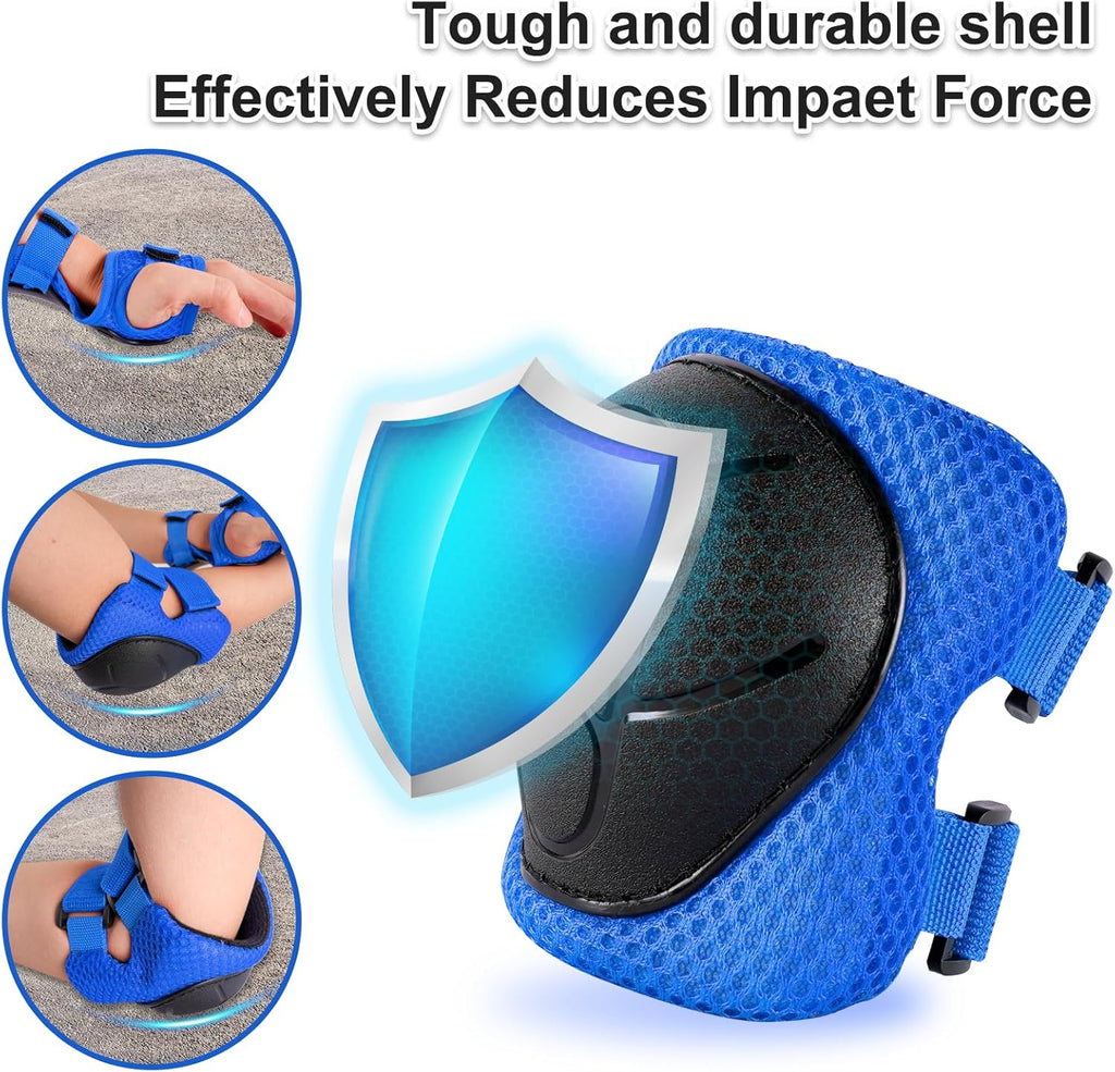 Skiennix Knee Pads for Kids 3-14 Years - 3-in-1 Set with Elbow Pads & Wrist Guards for Biking, Scooting, & Skating