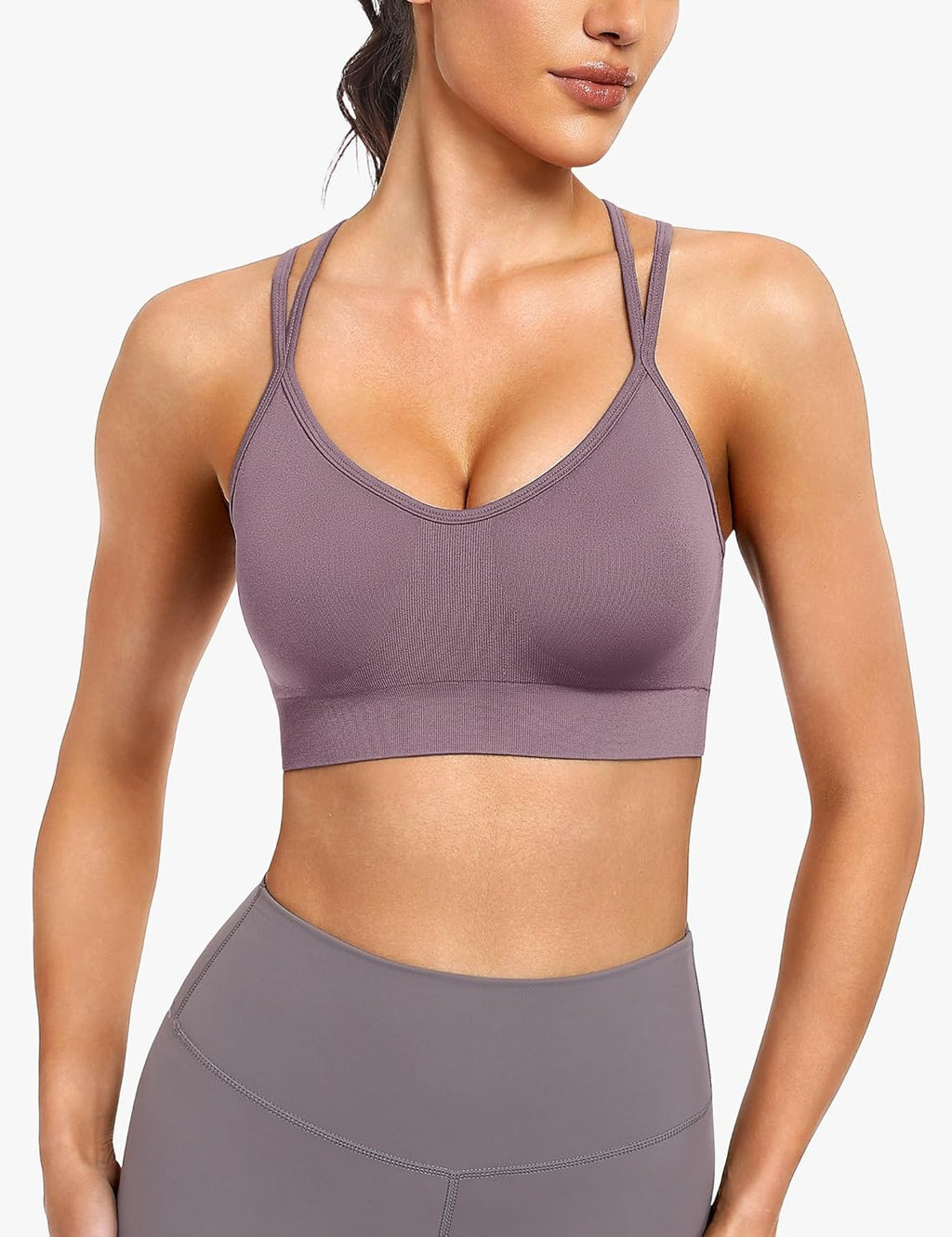 WANAYOU Sports Bras for Women - Strappy Cross Back Medium Support Padded Workout Bra | 3 Pack