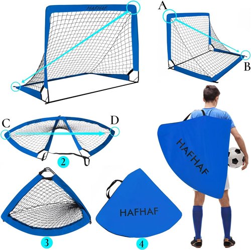 HAFHAF Portable Soccer Goals - 4x3 ft Kid-Friendly Set with Ball, Ladder & Cones for Outdoor Fun