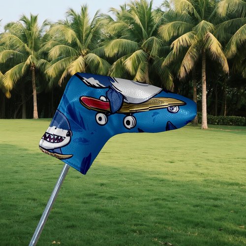 Golf Club Head Covers for Blade Putter, Waterproof Leather Headcovers for Golf Clubs, Ideal Golf Accessories Gift for Men Women (Shark)