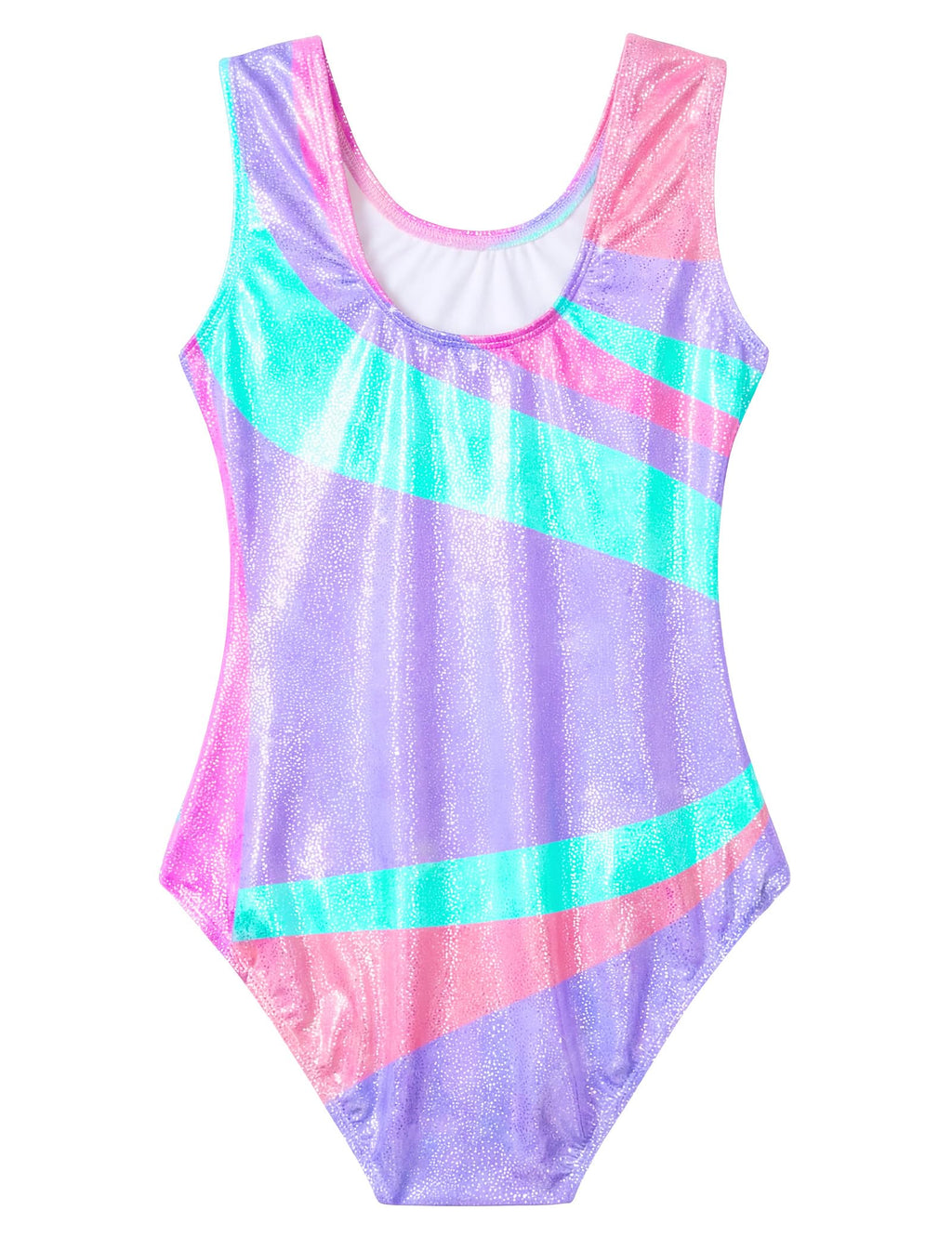 Domusgo Girls Gymnastics Leotards Size 4t 5t One Piece Sparkle Blue Purple Flowers Sleeveless Athletic Bodysuits