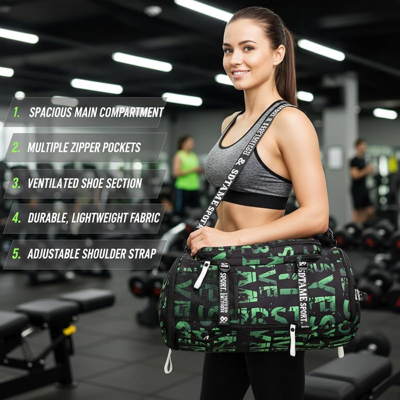 4‑Way Waterproof Gym Duffel Bag with Shoe & Laptop Compartment – Green (Variation: Green)