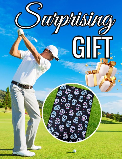 CybGene Sugar Skull Gifts Golf Towel, Sugar Skull Golf Gifts, 40 x 60cm Microfiber Golf Towel for Golf Bags for Birthday, Christmas