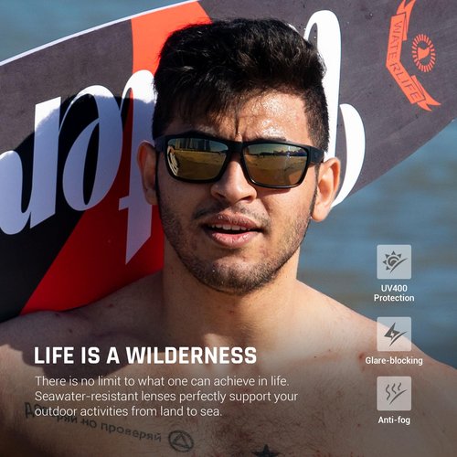 TOREGE Polarized Sports Sunglasses for Men and Women Cycling Running Golf Fishing Sunglasses TR26 (Tortoise Frame & Brown Lens)