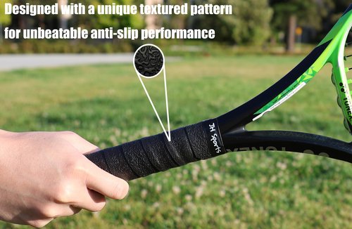 JH Sports Racket Overgrip - Super Anti-Slip Grip Tape for Badminton, Pickleball, and Tennis | Long-Lasting Comfort (3, Black)