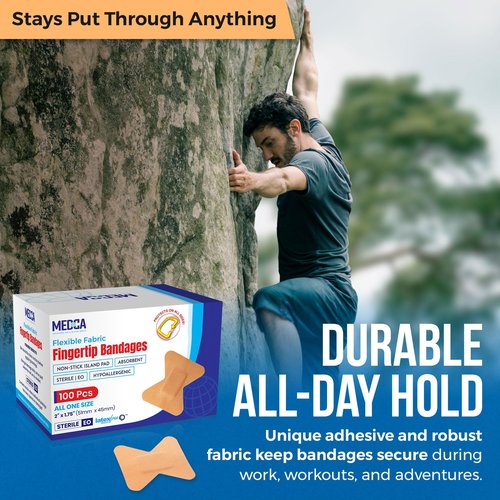 Flex Fabric Adhesive Bandages - Finger-Tip Bandages for Finger Care and to Protect Wounds from Infection - (200 Count)
