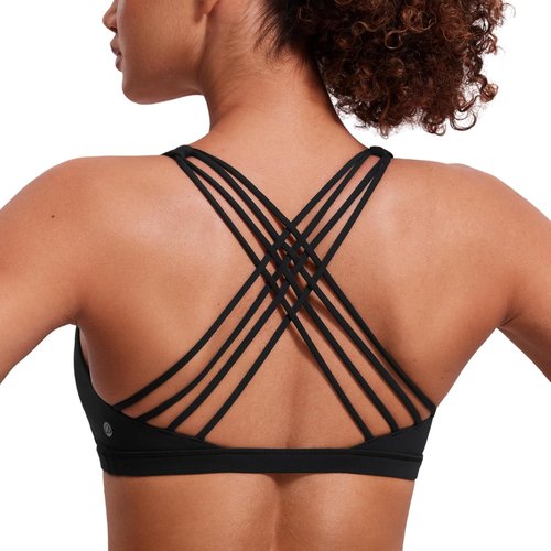 CRZ YOGA Strappy Sports Bra for Women - Wireless Padded Cami with Criss Cross Back Design